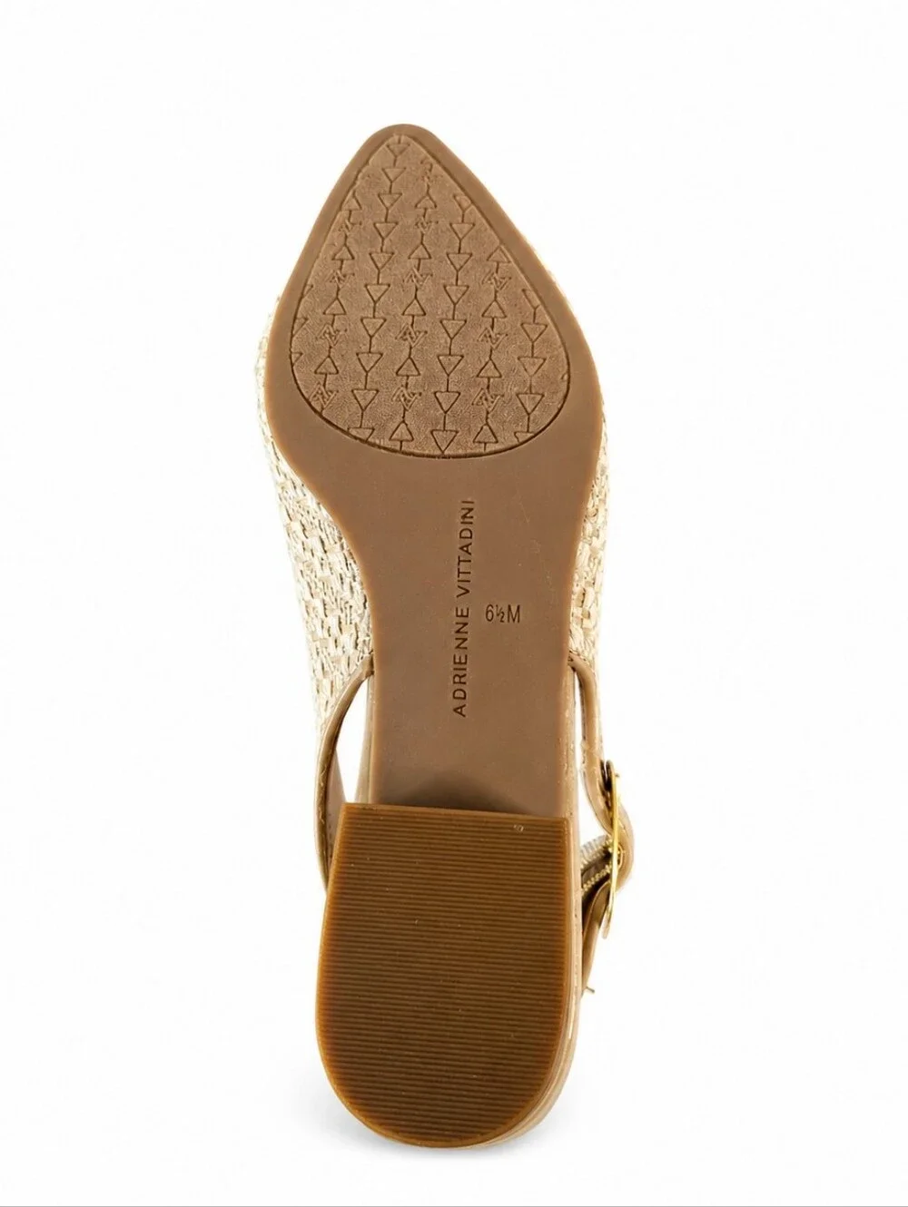 Adrienne Vittadini Papina Woven Slingback Flats 6.5 Beige Raffia Quiet Luxury